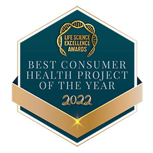 targa premio Life Science Excellence Award 2022 per la categoria BEST CONSUMER HEALTH PROJECT OF THE YEAR